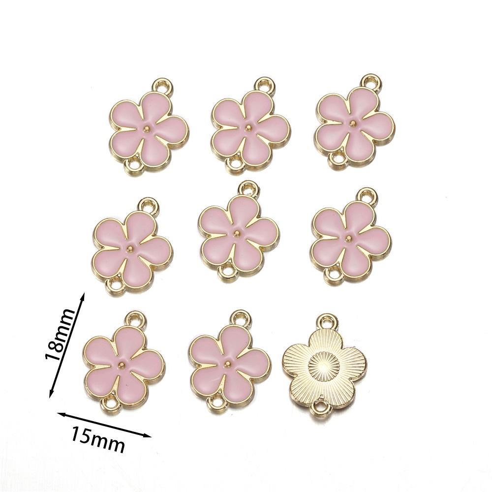 5Pcs/Lot Double Hole Alloy Enamel Flower Charms Pendants Jewelry Connectors for DIY Bracelet Earrings Necklace Jewelry Making