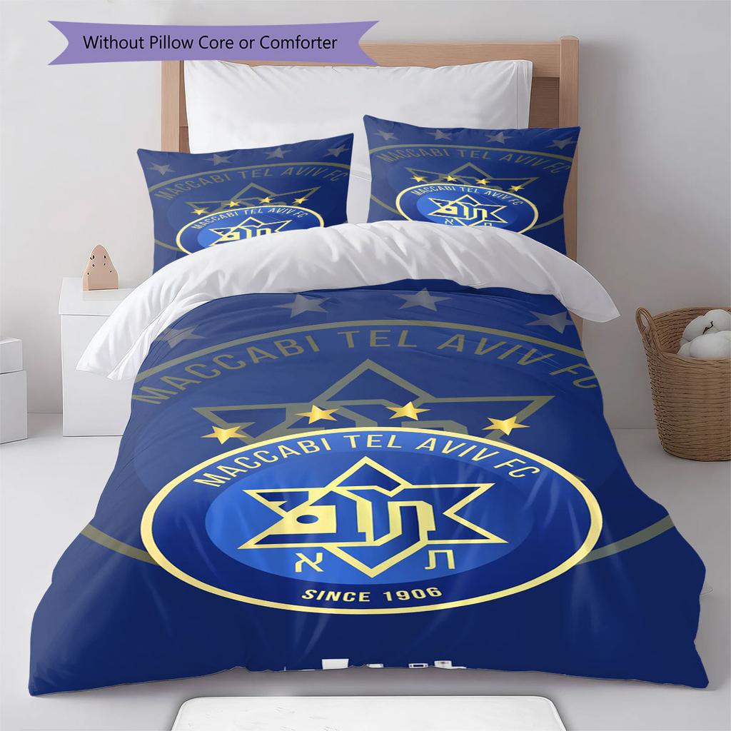 Maccabi Tel Aviv F.C Pattern Bedding,Quilt Set Quilt Cover Pillowcase Home Birthday Gift(1 * duvet cover + 2 * pillowcase, without core)