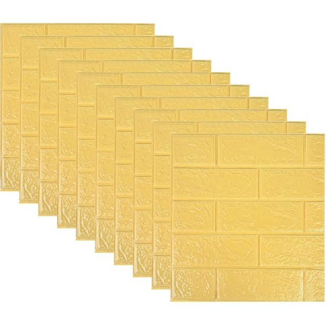 10 Pcs 3D Peel and Stick Foam Wall Panel Stickers, 14 Sq Feet Self Adhesive Faux Stone Decorative Brick Wallpaper Tiles for Home Decor