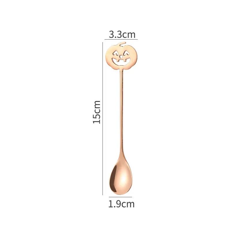 

Halloween Pumpkin Head Stainless Steel Teaspoons Coffee Spoon Dessert Tea Sugar Scoop for For Home Kitchen Halloween Party Gifts розового золота