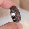 Fashion Red Zircon Single Row Small Round Stone Rings For Women Vintage Black Metal Engagement Ring Wedding Jewelry Bridal Gifts