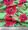 Soimoi Japan Crepe Satin Fabric Leaves & Poppy Flower Print Sewing Fabric Metre 42 Inch