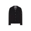 Svetr s výstřihem do V, knoflíky s logem, přiléhavý, dlouhý rukáv, úpletový, unisex, černý 8015527D3-V0029