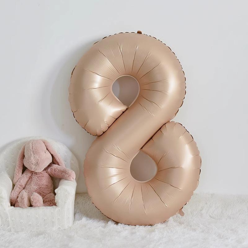 40-Inch Caramel Cream Number Balloons - Aluminum Foil Birthday Party Decoration for Kids and Adults