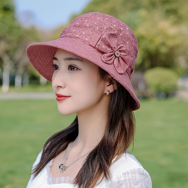 

Spring and Summer Country Style Elderly Hat, Women s Sunshade Hat, Mom Sun Hat Top Hat, Grandma Face Bucket Hat, Outdoor Casual Fashionable Cap, One-size червоний