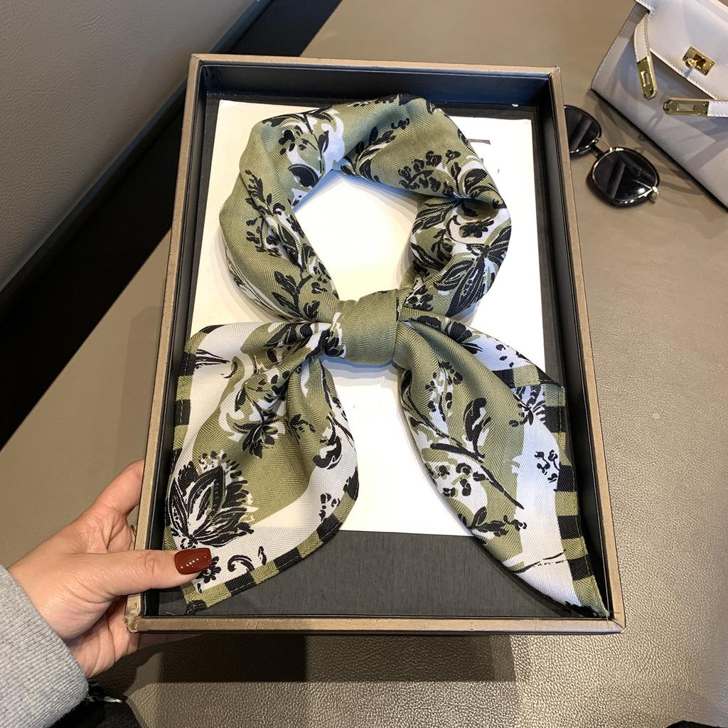High-end Herringbone Silk Cotton Silk Scarf Women's Spring and Autumn New Versatile Decorative Scarf Shawl Fashion Printed Small Square Scarf