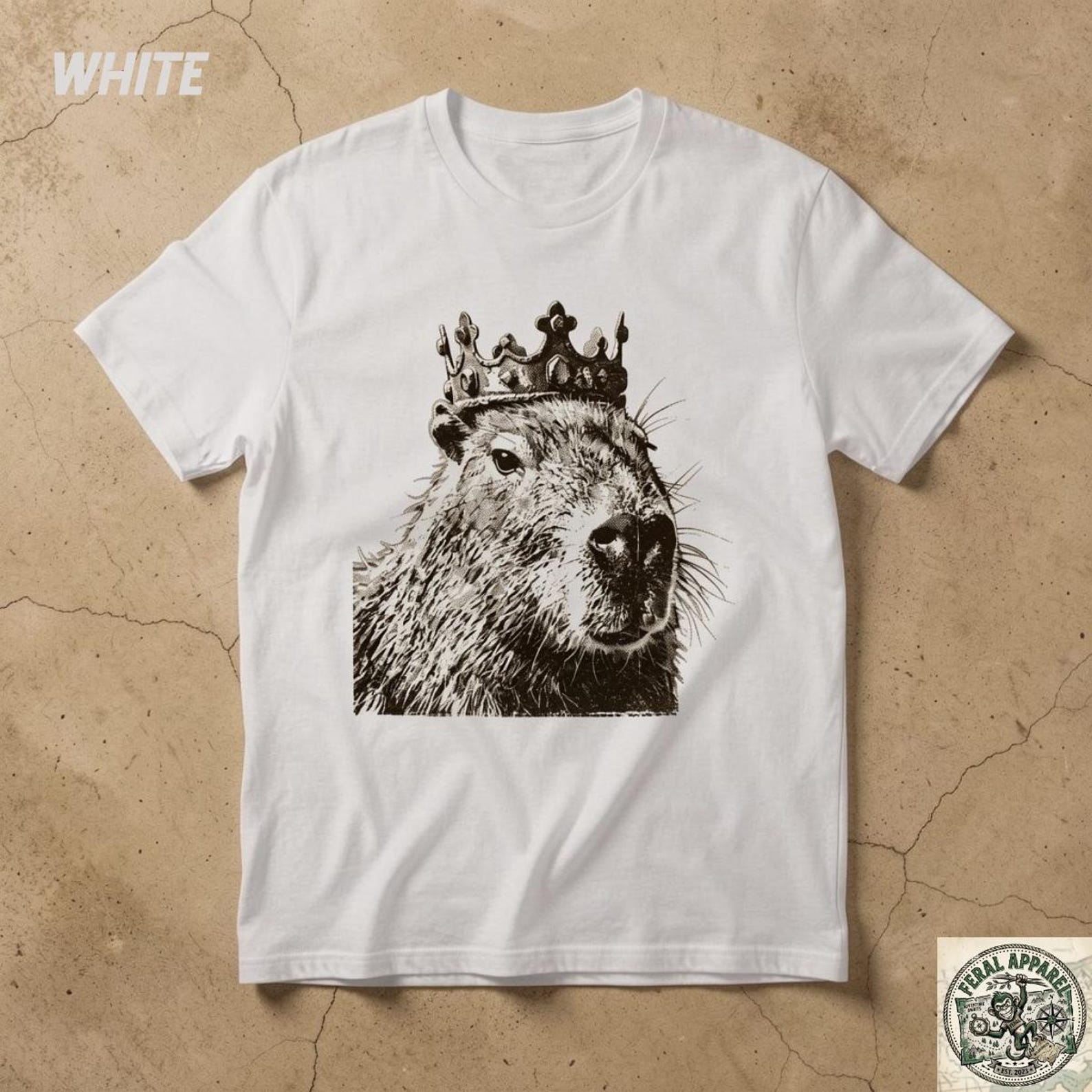 Crowned Capybara T-Shirt Vintage Unisex Alternative Tee 4XL