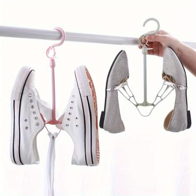 3pcs Durable Plastic Shoe Drying Rack with Multiple Hooks -  Space-Saving Organizer for Indoor/Outdoor Use