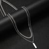 2Pcs/Set Small Hanging Tag Stainless Steel Necklace for Men Geometric Silver Color Pendant Necklace Fashion Hip Hop Jewelry Gift