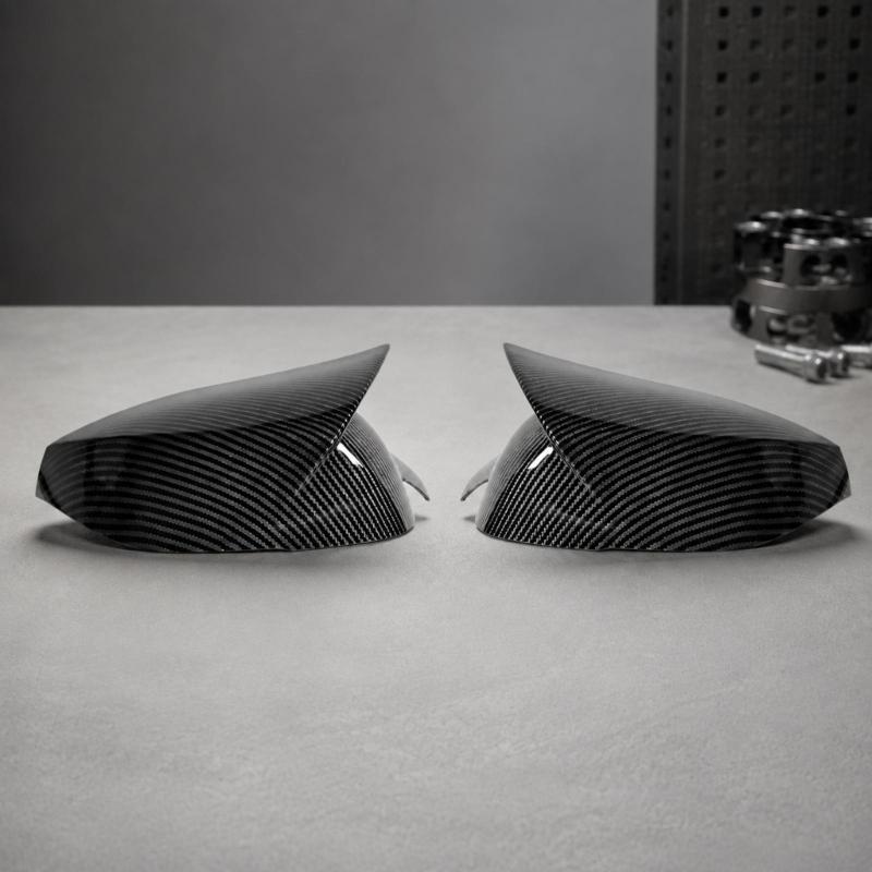 Side Mirror Housing Covers, Molded ABS Pair with Clearance Around Integrated Turn Signals After Adhesive Installation
