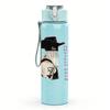PC Retro Gentleman Hat Grayscale Print 750ml colorful plastic sports water bottle leakproof pop up lid with straw for outdoor work home use