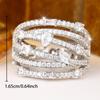 Glamorous Silver Color Multi Layer Zircon Band Ring for Women Wedding Banquet Daily and Party