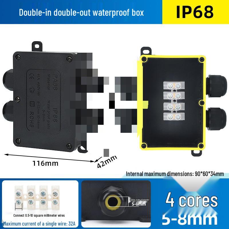 Outdoor IP68 Rainproof Plastic Junction Box with Terminal Block for PC Rooms & Street Lighting