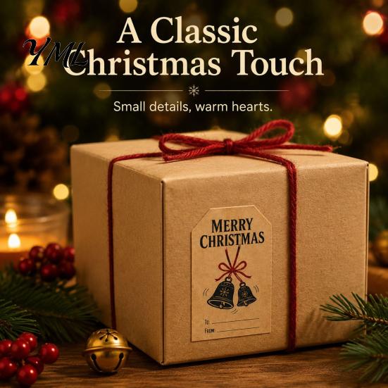Christmas Blessing Tags 180PCS/Roll Label Stickers, Self-Adhesive Retro Paper with Blank Gift Box Marking Writing Area, Decorative Labels for Holiday