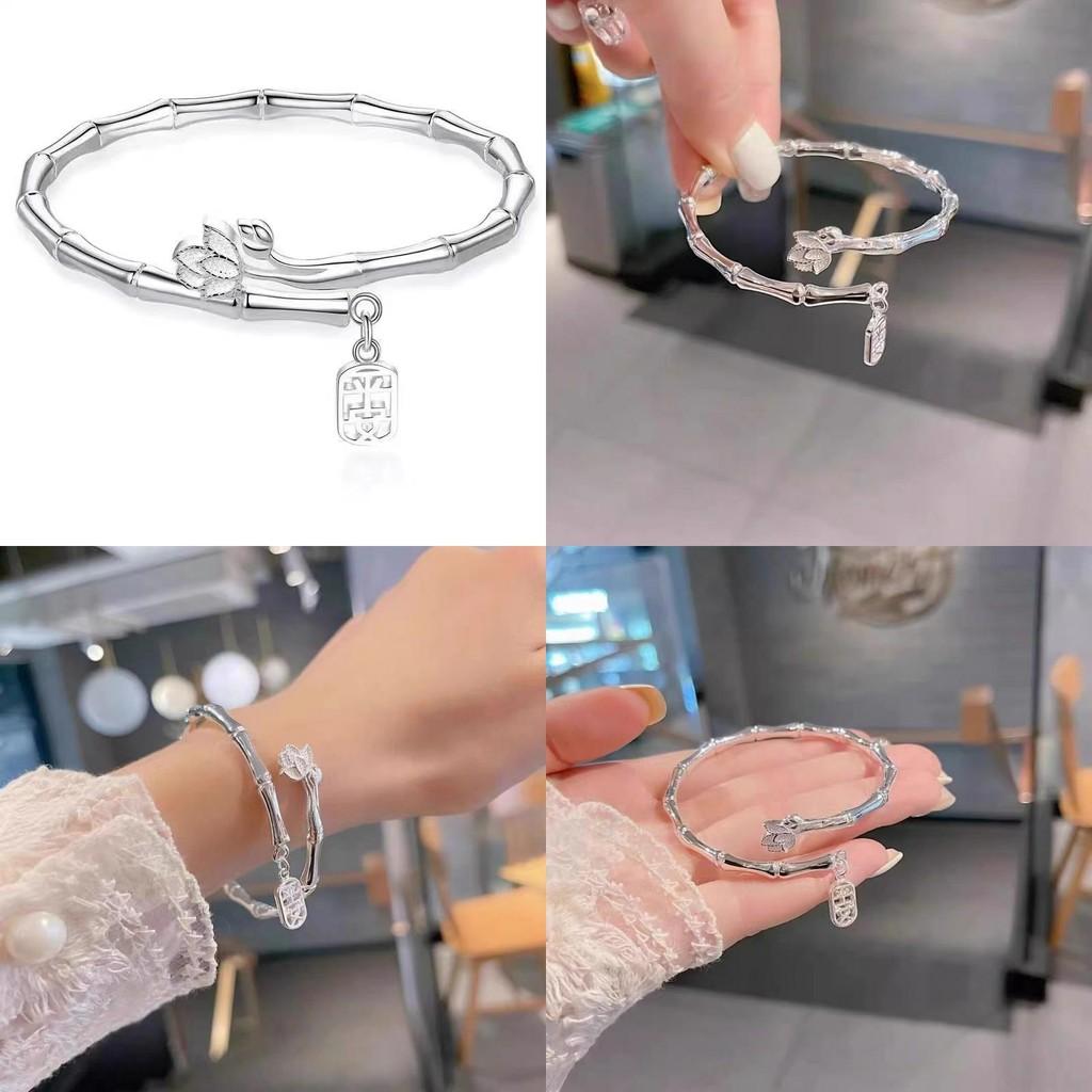 Elegant Alloy Lotus Bamboo Bracelet Stylish High-end Bangle Summer 2024 Jewelry
