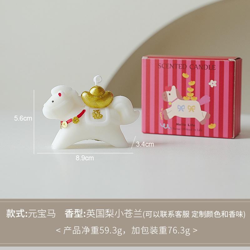 1Pc Pony Shape Scented Candle, Chinese New Year Decor, Handmade Aromatherapy Candle, Freesia & Narcissus Fragrance Home Ornament