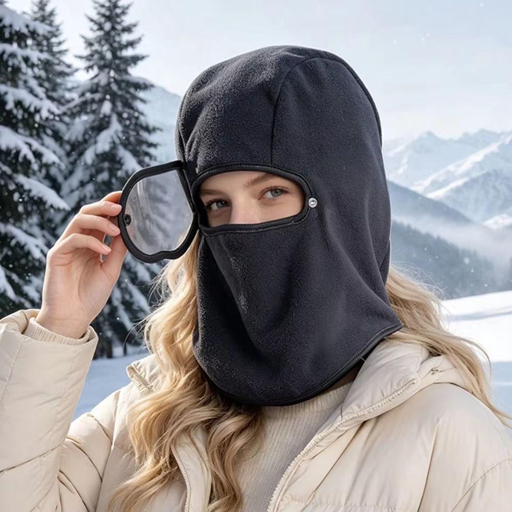 Windproof Fleece Balaclava Hat Warm Mask Hood Beanies Fashion Winter Cycling Goggles Hood  Autumn