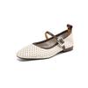 Fashion NEW Spring/Autumn Women Pumps Genuine Leather Shoes for Women Square Toe Low Heel Shoes Hollow-out Buckle Strap Mary Janes Shoes