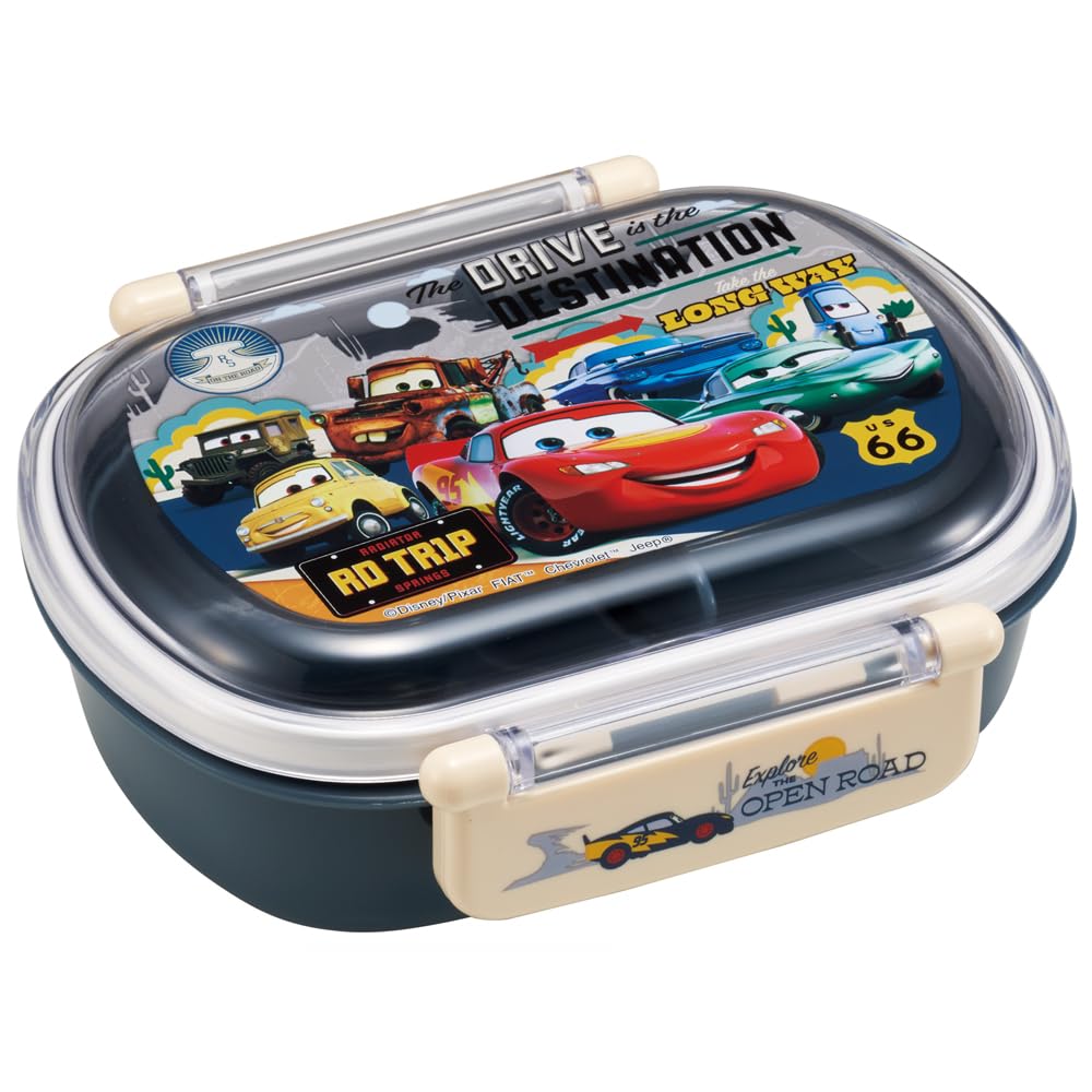 Skater Kids' Lunch Box, 1 Tier, 360ml, with Inner, Dome-Shaped, Perfect for Filling Kids' Lunches, Made in Japan, Disney Cars 24 Design, QAF2BAAG-A