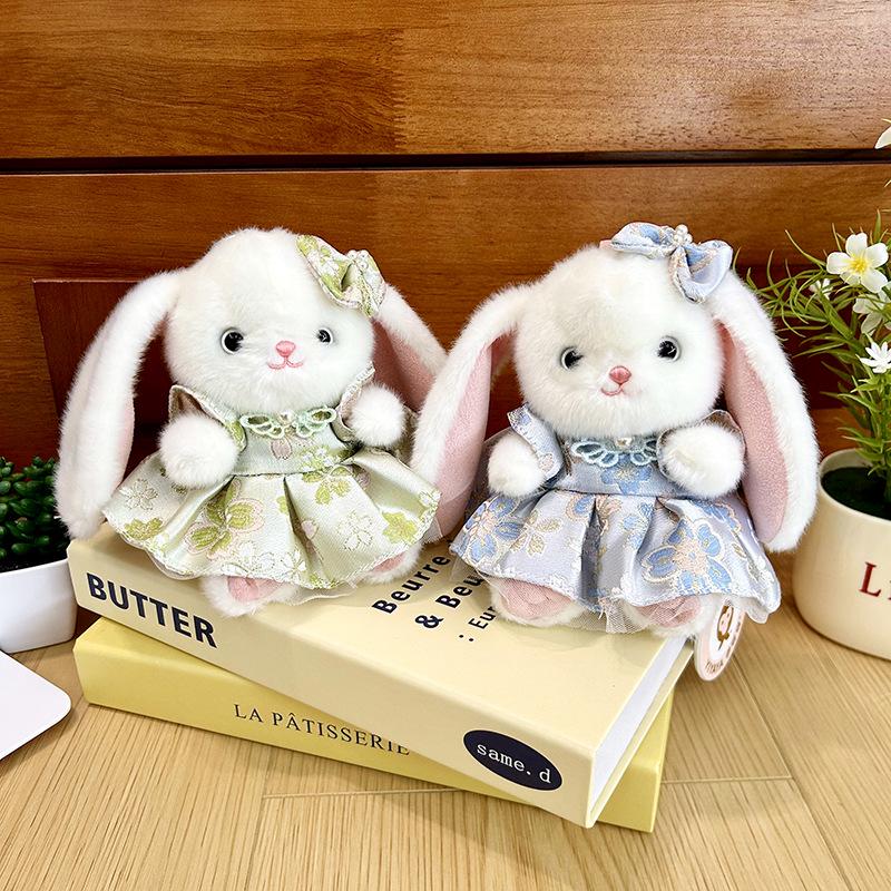 Floral Skirt Rabbit Plush Keychain Doll Ornament