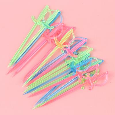 40Pcs Mischfarbe Kunststoff Epee Buffet Sticks für Obst Cocktail Snack Gabel