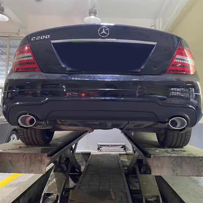 Compatible with Mercedes W204 C180 C200 C260 C-Class Dual-Quad C63 AMG Style Exhaust Diffuser & Tailpipes.