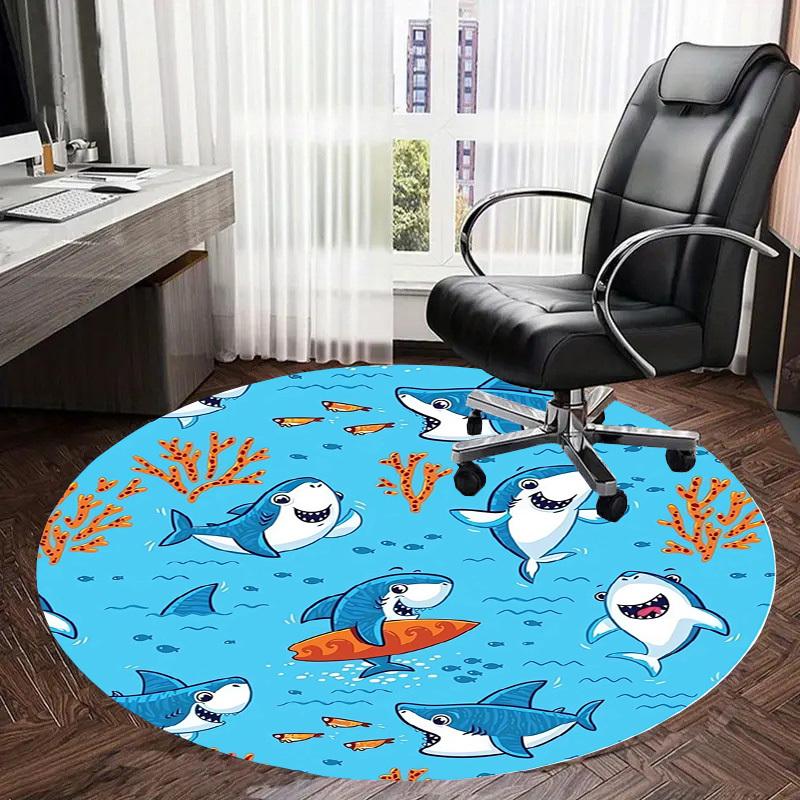 1pc Office Carpet Chair Mats Ocean Adventure: Sharks & Coral Perfect for Decorating Office Chairs, Living Rooms, Or Bedrooms.YDT143