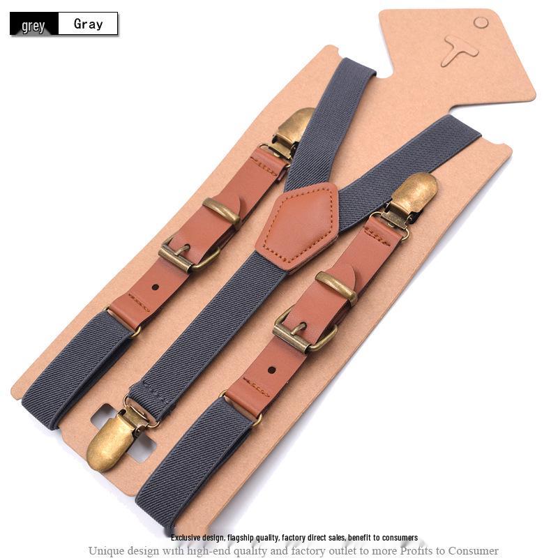 

Women s British Retro Suspenders: Versatile Elastic Dungaree Straps with Three Clips, 2.0 Wide for Adults серый