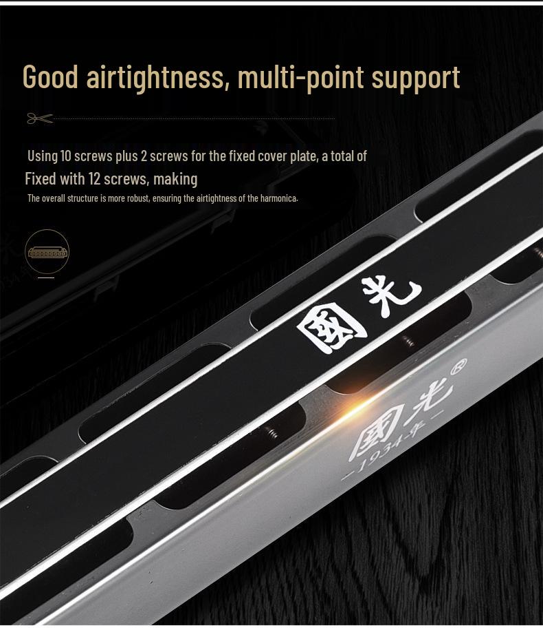 Guoguang 28-Hole C-Key Harmonica: Double Reed for Students & Beginners, Suitable for Professional Performances