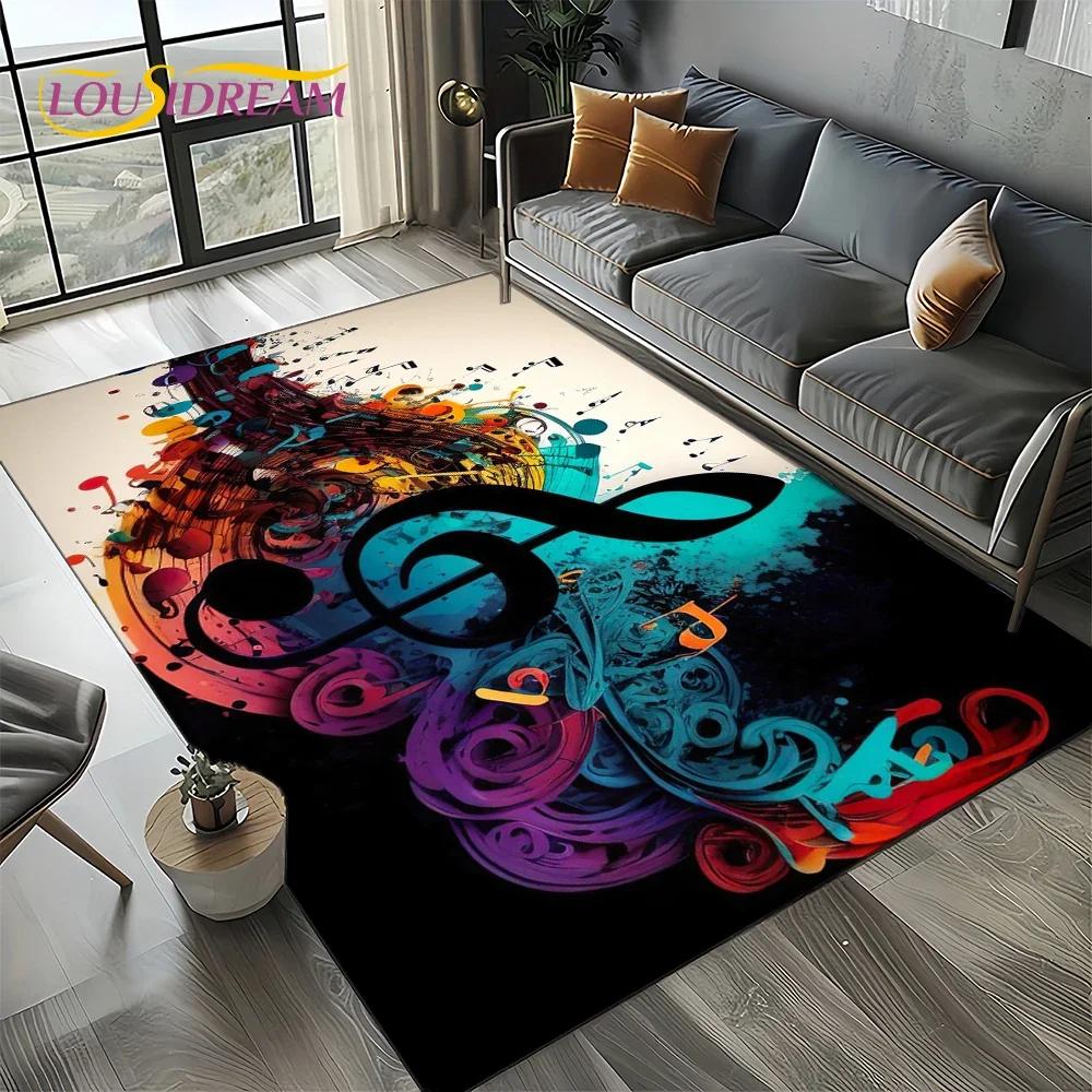 Dream Note Music Colorful Musical Score Cartoon Carpet Rug for Living Room Bedroom Home Sofa Decoration,Kid Non-slip Floor Mat