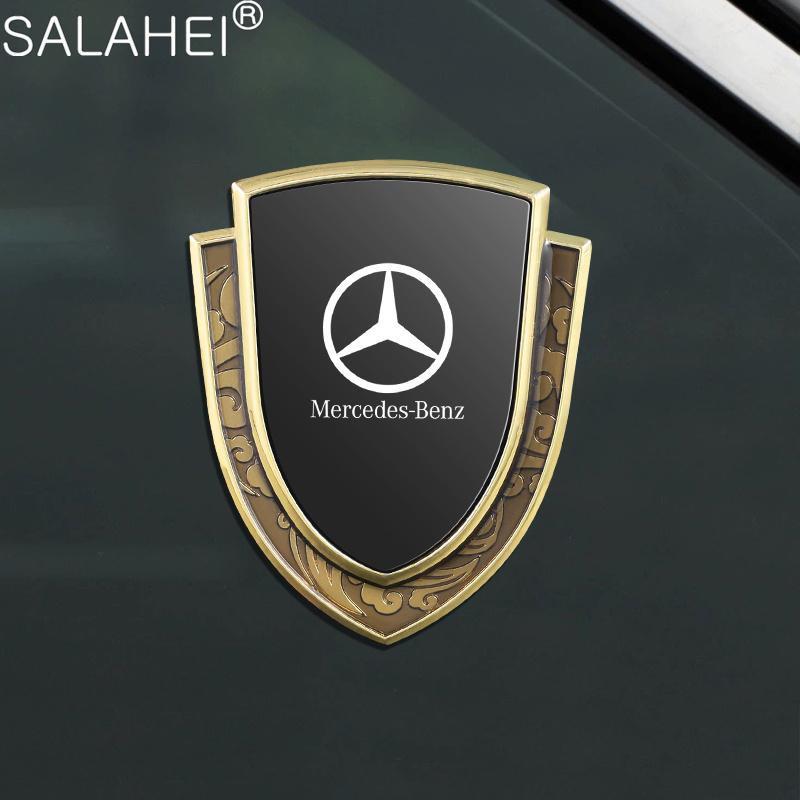 FCM5   3D Metal Shield Car Badge Sticker Body Side Decorative Modified Decal Luxury For Mercedes Benz C E S Class GLA GLC GLB GLE GLS