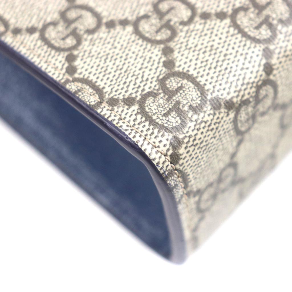 Gucci Clutch Tasche Beige blau GG Supreme Canvas Herren 768255 Gebraucht