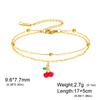 Cazador Enamel Red Cherry Charm Bracelet For Woman Stainless Steel Double Layer Beads Chain Fashion Fruit Jewelry Gift