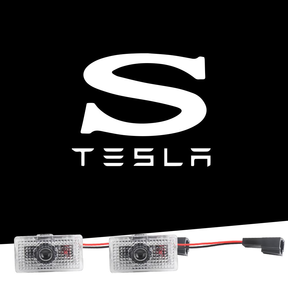 2pcs Car Led Courtesy Door Logo Projector Lamp For Tesla Model Y Model 3 Model S Model X