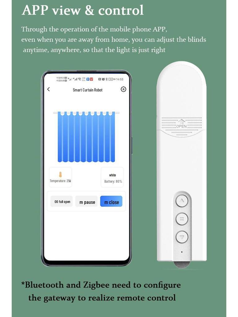 ZigBee Smart Electric Curtain Motor with Remote & App Control