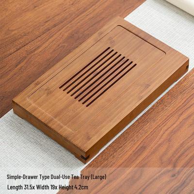 Wooden Tea Tray with Drainage & Storage