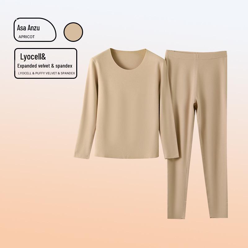 

Термобелье из немецкого бархата Lyocell – комплект мужского и женского осенне-зимнего теплого нижнего белья XXL абрикосовый света