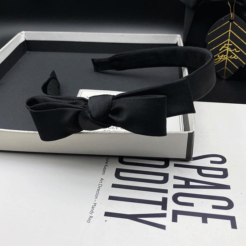 Black Narrow Edge Bow Hair Clip Headband for Women - Chic Fairy Style