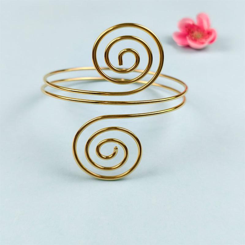 Geometric Metal Arm Bangle Set: Adjustable, Hollow, Exaggerated Design for Women