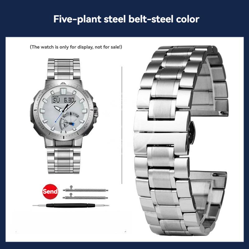 

23mm 24mm For Casio 5497 PRG-600YB/650 PRW-6600 Stainless steel strap PROTREK PRW-60Y/50Y/70 PRW-30 metal Watchband men bracelet 23mm