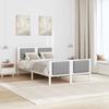 Bed Frame in White and Light Grey 120 x 200 cm Solid Pine Wood