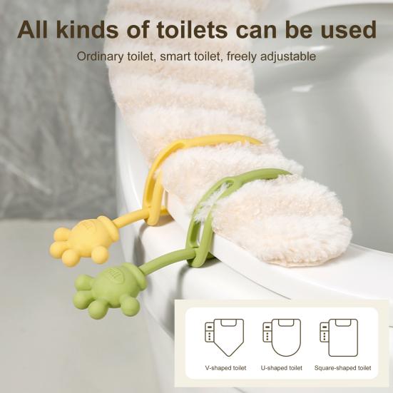 2Pcs/Set Toilet Lid Lifter Multi-Stage Adjustment Prevents Slipping Secure No-touch Toilet Lid Handle Toilet Accessory
