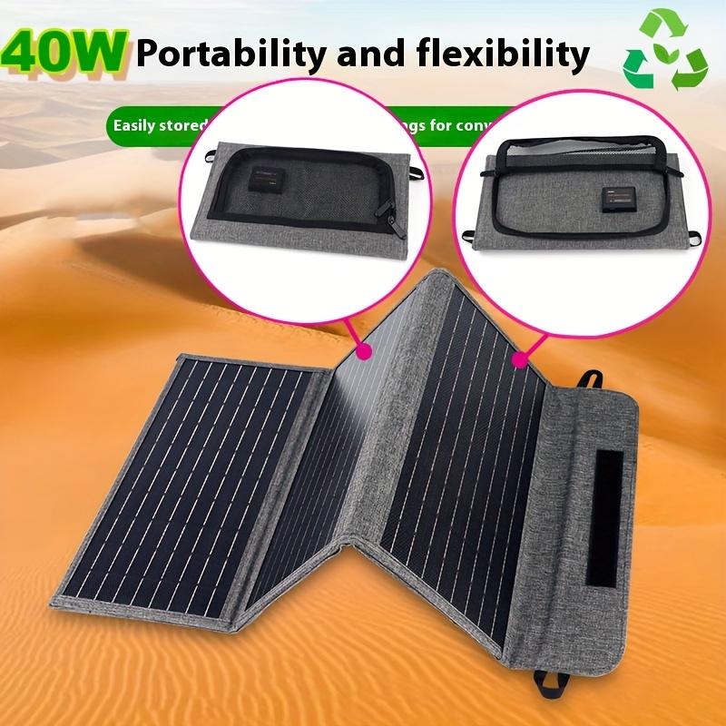 Portable solar panels, a must-have for camping. A foldable solar charger suitable for power stations, with USB-A and Type-C outputs