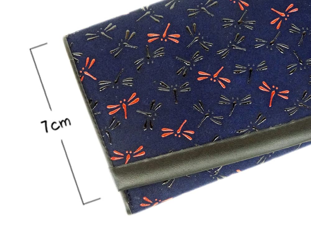 Inden Nagomi Long 7516 Navy Deerskin X Black Red Dragonfly Pattern [Indenya] Wallet, Bundles, Lacquer, Lacquer,