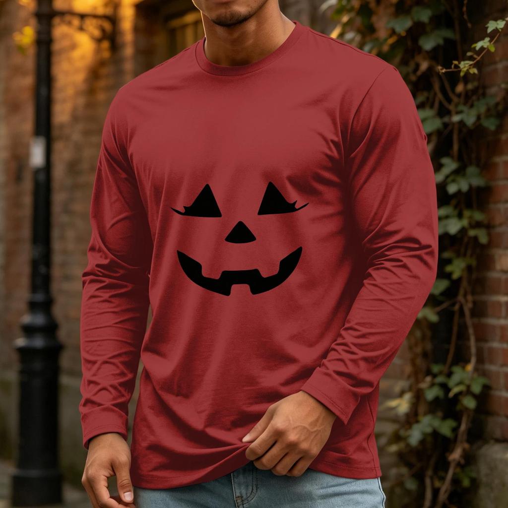 Men's Halloween Long Sleeve Neck Casual Top for Party