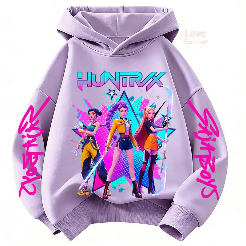 Huntrx KPop Devil Hunter Girls Group Cartoon Children hoodie girls teen Spring Autumn New Style 4 to14 y