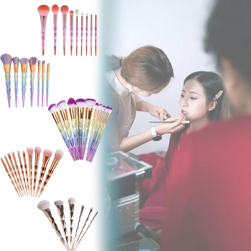 10 Piece Girl Makeup Brush Set Gradient Finish Durable Plastic Handles Supplies