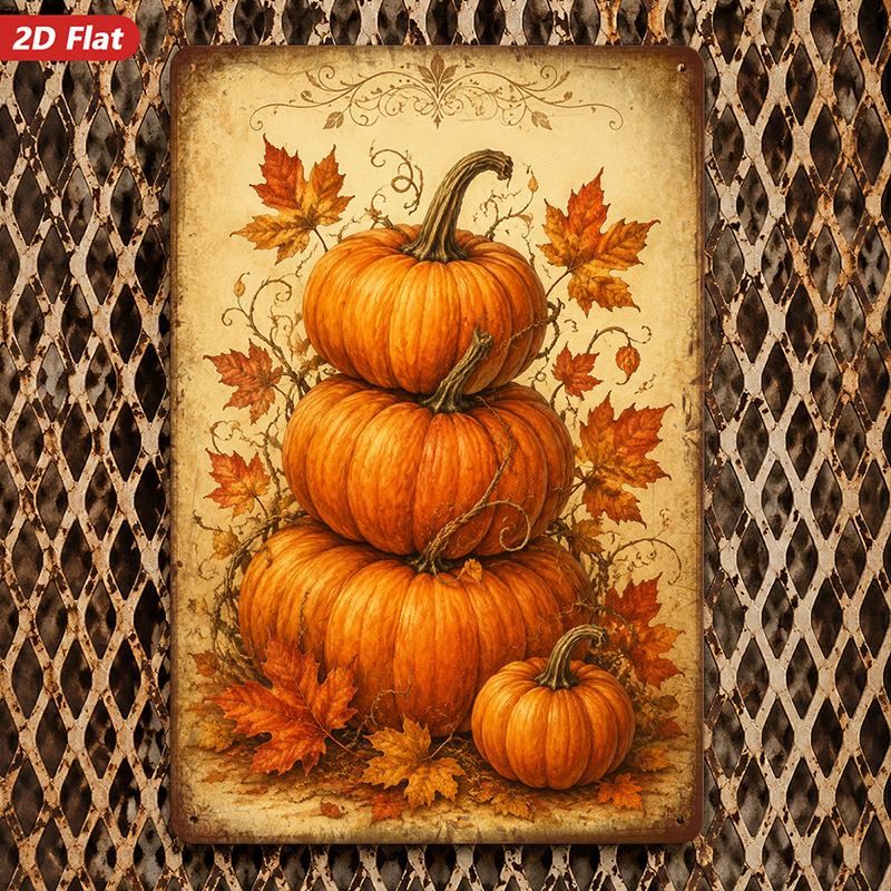 Pumpkin Stack Fall Harvest Metal Sign 8x12 Inch
