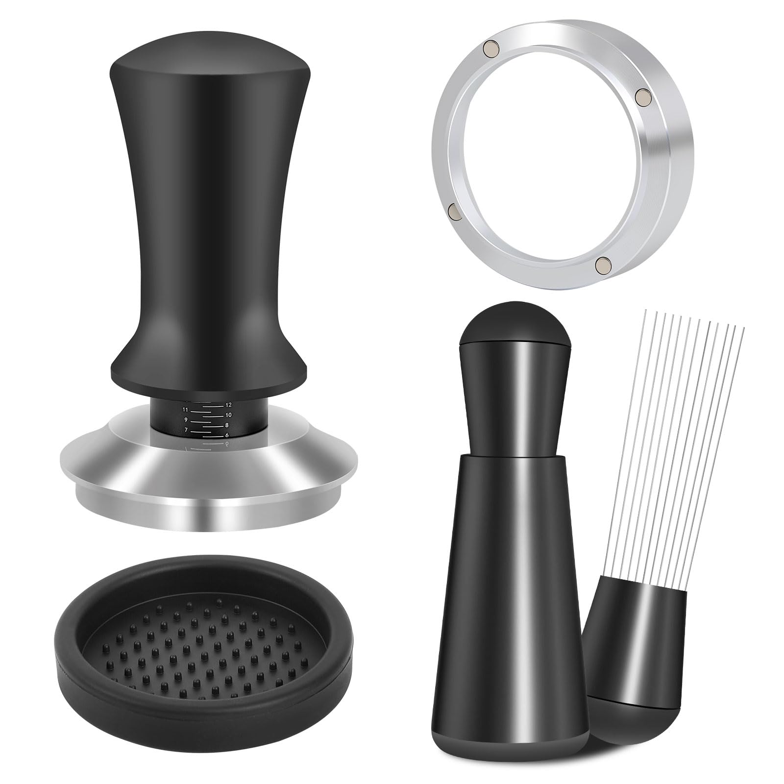 

Reoszeank 51mm Espresso Accessory Kit with Spring-Loaded Calibration Tamper, WDT Tool and Dosing Funnel Set for DeLonghi 51mm Espresso Coffee