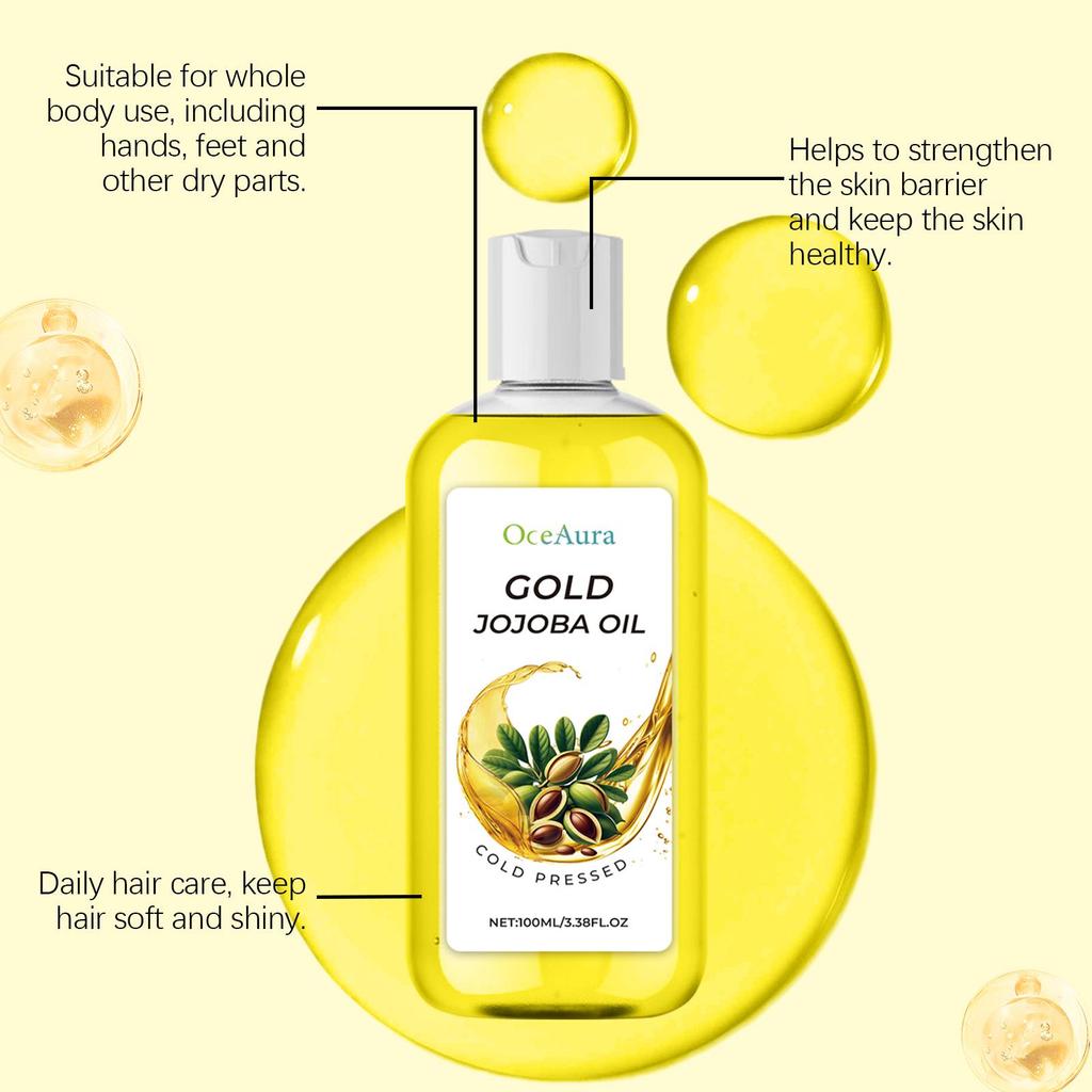 Bio-Jojobaöl Reduziert Frizz Spliss Haarbruch Nährende Wurzelglättende Hainessenz Porenverkleinernd Zarte Hautpflege Serum